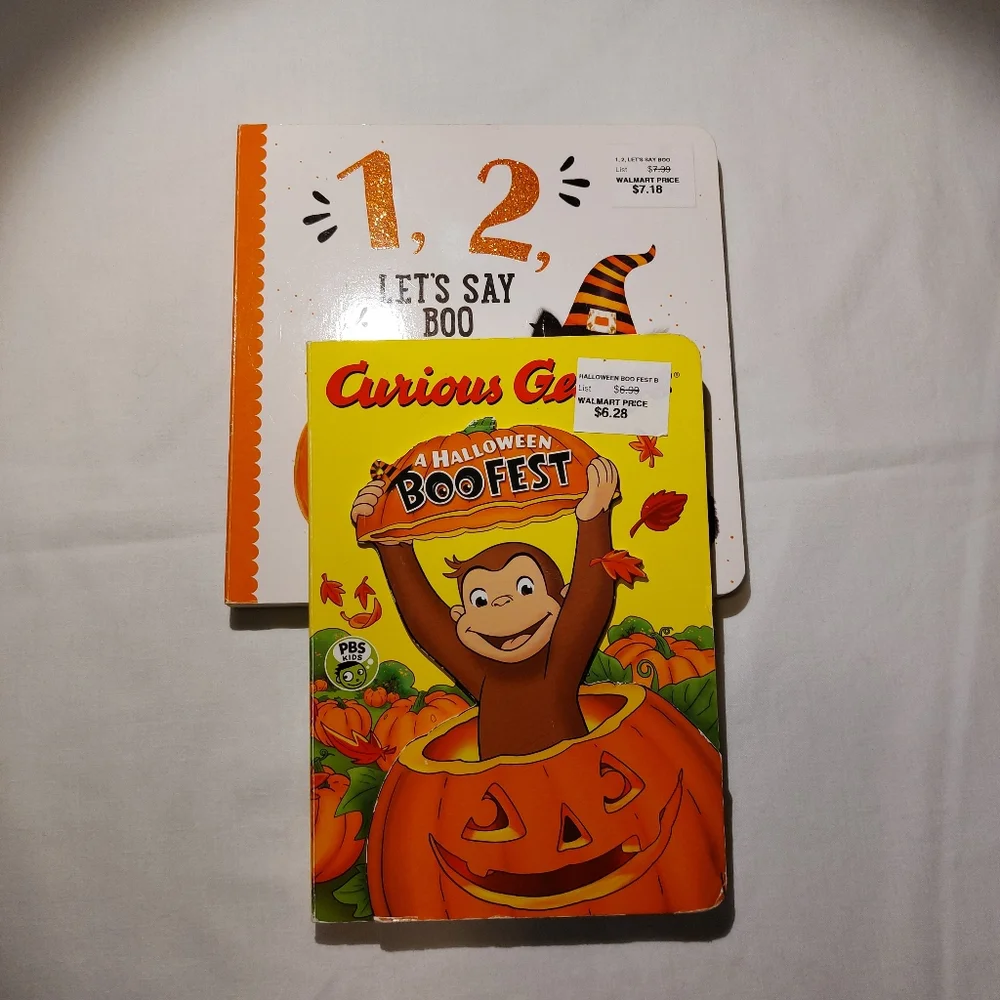 Bundle of 2 Toddler Board Books Curious George and 1 2 3 Boo NWT Fall Halloween